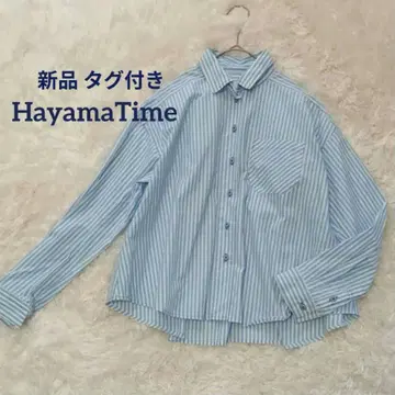 새상품 택 포함 [ HayamaTime ] 스트라이프 패턴 긴팔 셔츠 블루