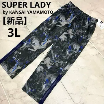 [ 새상품 ] 슈퍼 레이디 야마모토 간사이 밑단 사이드 메쉬 올 패턴 팬츠 3L 빅 사이즈