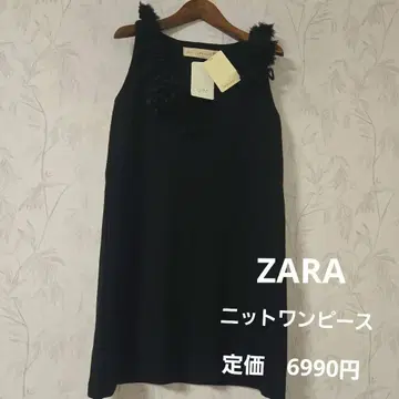 ZARA KNIT 슬리브리스 원피스 블랙 택 포함 새상품 꽃 코사지