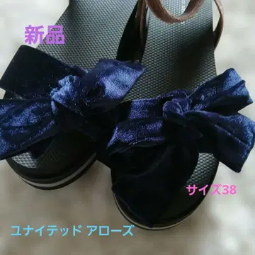 UNITED ARROWS 벨로아 스트랩 샌들 통굽