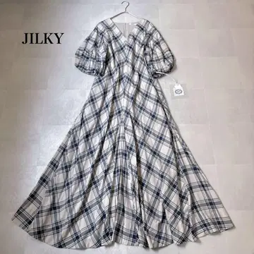 택 포함 새상품 JILKY 체크 V넥 롱 원피스 [ F ]