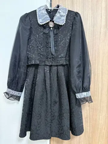 ROJITA 레이스 옷깃 비쥬 포함 원피스 블랙