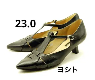 새상품 시착만 한 상품 요시토 포인티드 T 스트랩 펌프스 카프 가죽 23.0
