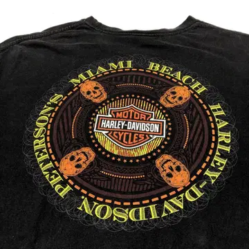 HARLEY-DAVIDSON 빈티지 t셔츠 스컬 프린트 블랙