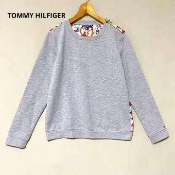 TOMMY HILFIGER 뒷면 올 패턴 플라워 프린트 맨투맨 로고 자수 M