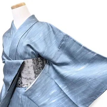 먹물 번짐 코몬 작가 작품 블루 스카이블루 기모노 081b