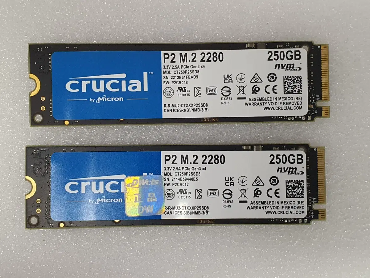 컴퓨터 저장장치 M.2 NVME SSD CRUCIAL P2 250GB