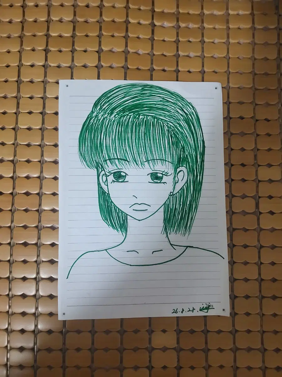 초록색 소녀 그림