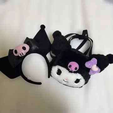 산리오 쿠로미 머리띠 봉제 인형 미니백 세트