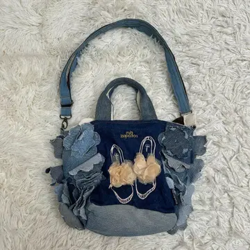 mis zapatos 미스사파토스 데님 입체 플라워 2WAY 토트백