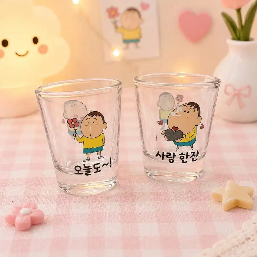 짱구 맹구 캐릭터 유리잔 소주잔