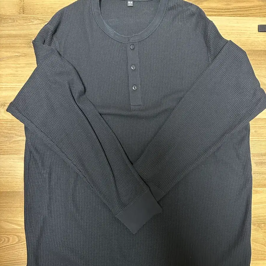 유니클로 와플 헨리넥 3XL 블랙