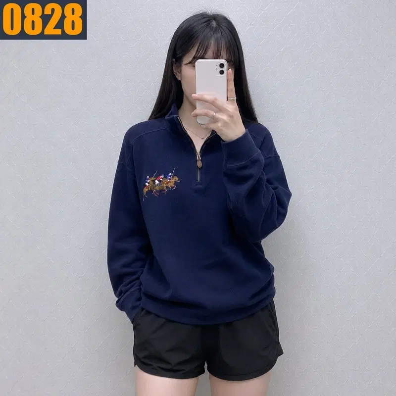 95 POLO 폴로 랄프로렌 네이비 반집업 맨투맨