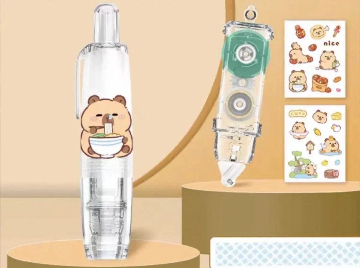 (필기 강추템) 풀테이프 양면 접착 테이프+리필 2개+스티커 3개+펜 2개