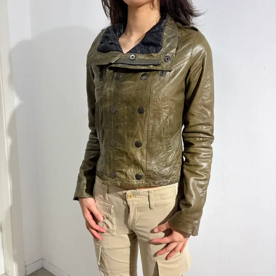 moussy 사선 라이더 레더 가죽 자켓