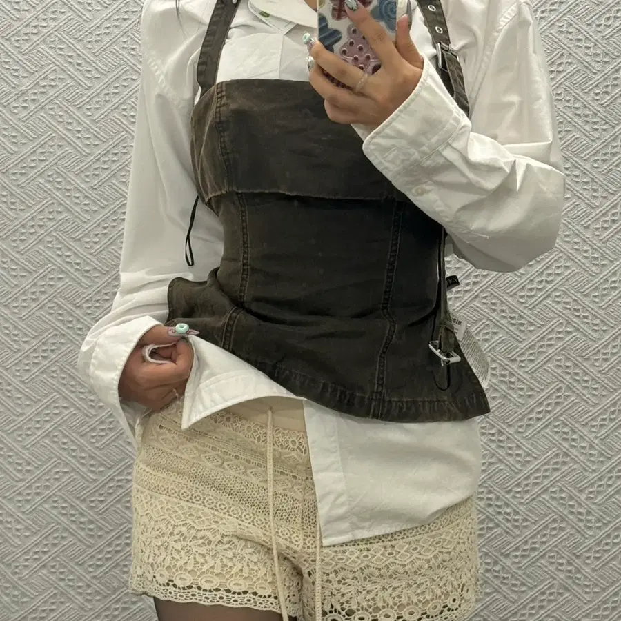 보헤미안 에스닉 코지 빈티지 레이스 크로셰 밴딩 반바지 K0639