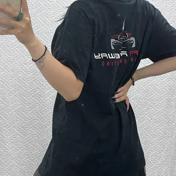 길단 빈티지 스트릿 펑크 모터레이싱 프린팅 반팔티 L C14295