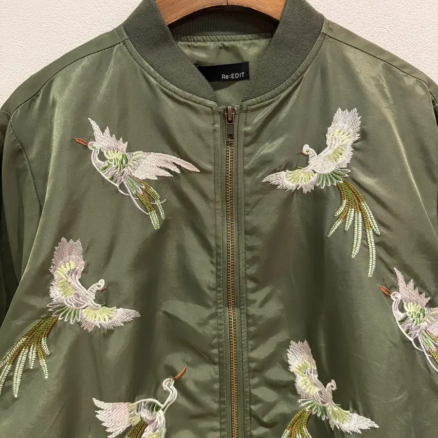Re:EDIT Crane Embroidery Bomber