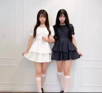 하라주쿠 한정판 빅 리본 데님 원피스 화이트