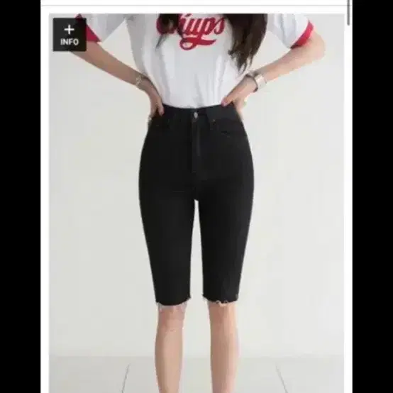 마리마켓 흑청 연청 컷팅 5부 데님 팬츠