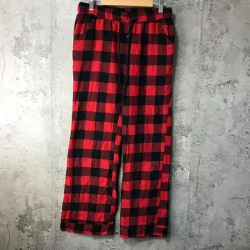 B578 구제 의류 체크 팬츠 파자마 팬츠 빨간색 블랙 90s Y2K