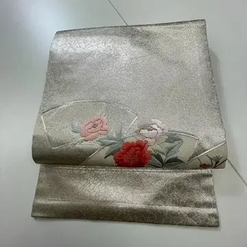 나고야 오비 오비 은색 계열 꽃무늬 자수 고급 캐주얼용 0415-1-F