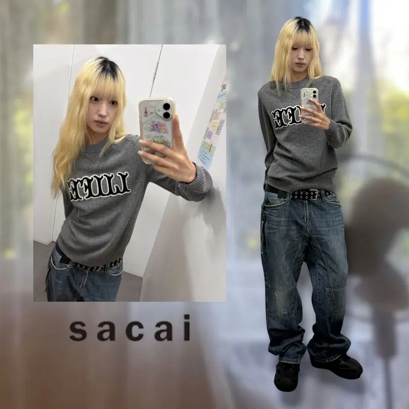 sacai 와펜 크루넥 니트