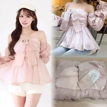 다리치 Darich 쉬폰 리본 플레어 튜닉 핑크