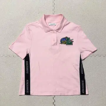 LACOSTE 라코스테 반팔 피케 셔츠 핑크 와펜 로고 사이드 라인