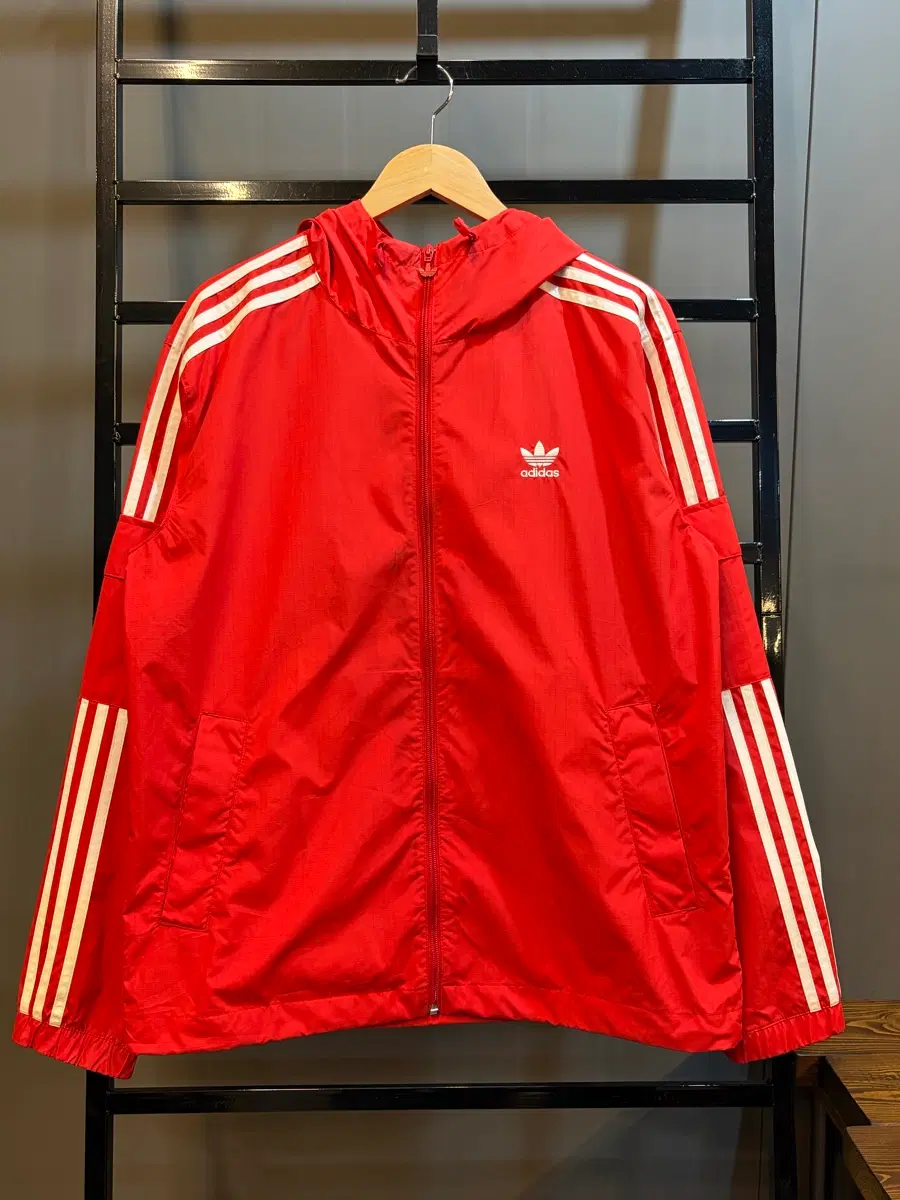 [M] 아디다스 오리지널 ADIDAS ORIGINALS 삼선 후드 바람막이 자켓 레드 3.9