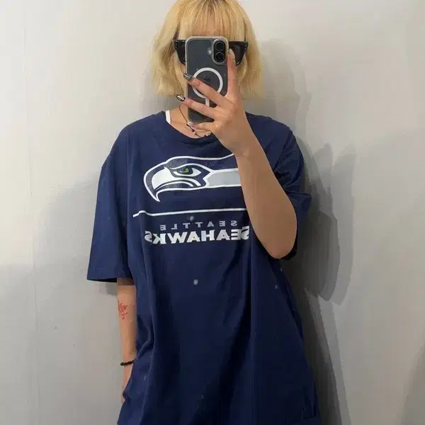XL NFL 어패럴 시애틀 시호크스 팀 러셀 윌슨 반팔 티셔츠