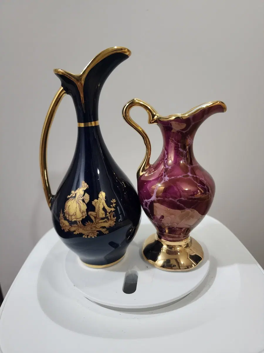 엔틱 ) 명품 도자기 브랜드인 리모지(Limoges) 캐슬 코발트 블루 연인