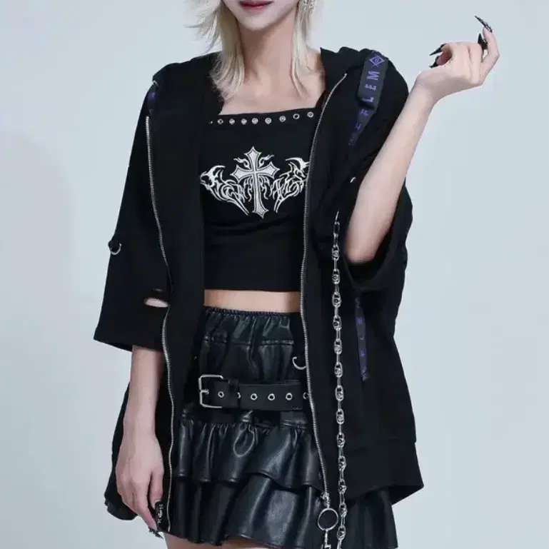 Dimmoire Evil Cat Hooded Zip-up Black | Bunjang Global