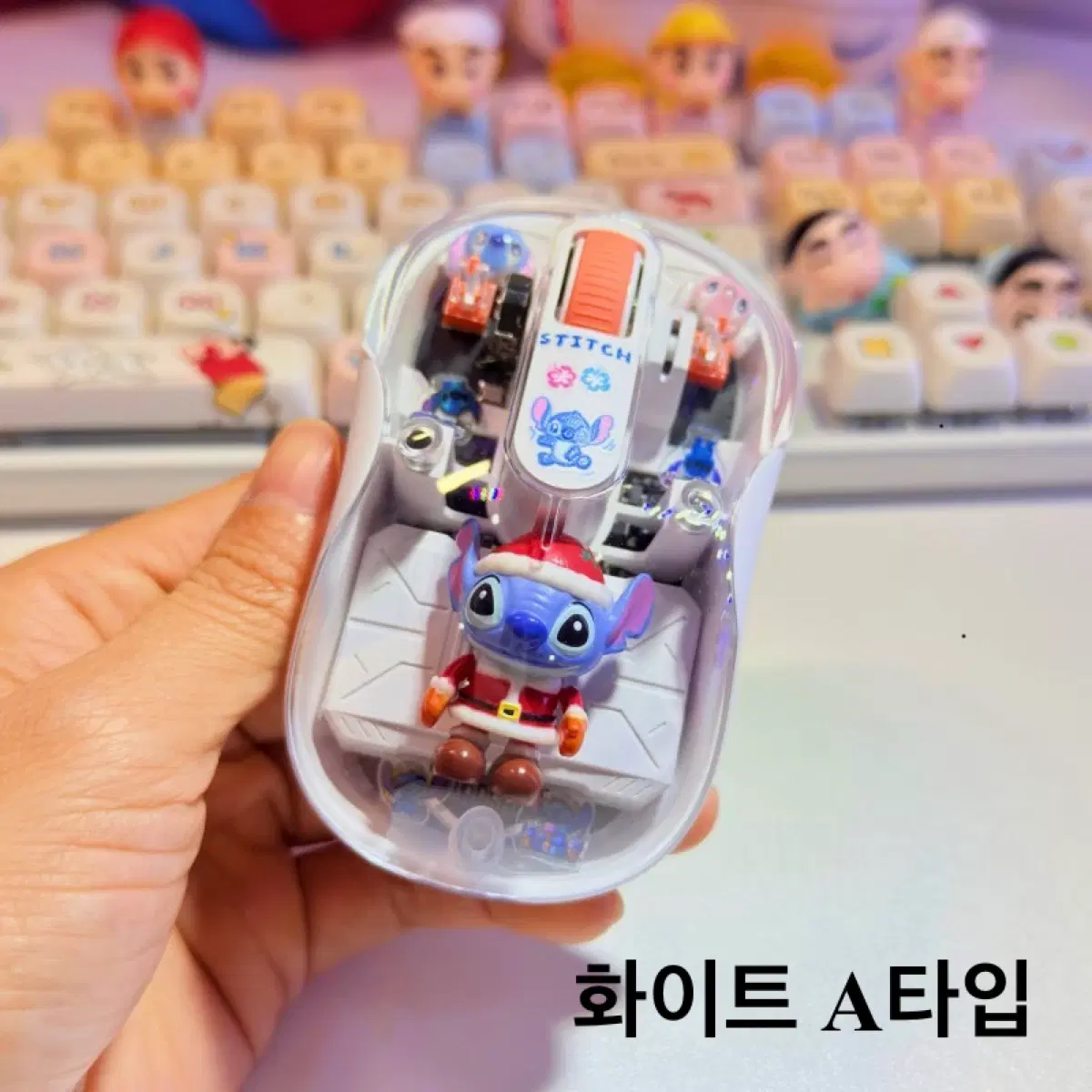 스티치 투명 무선 충전식 마우스