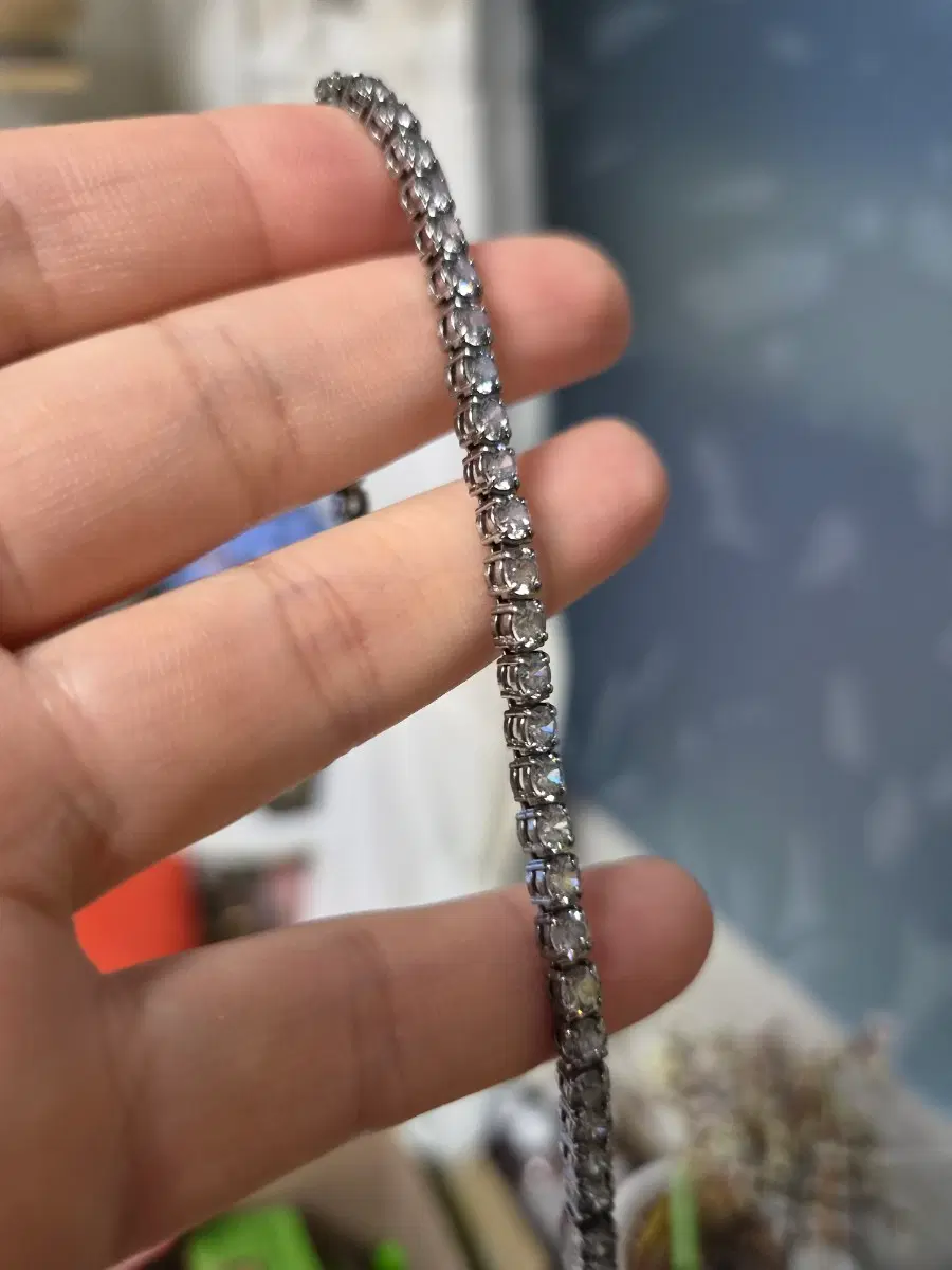 스와로브스키 그레이 테니스 팔찌 M싸이즈16.5cm