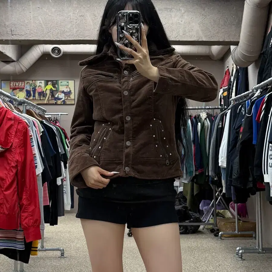 빈티지 브라운 퍼 스웨이드 자켓 S286