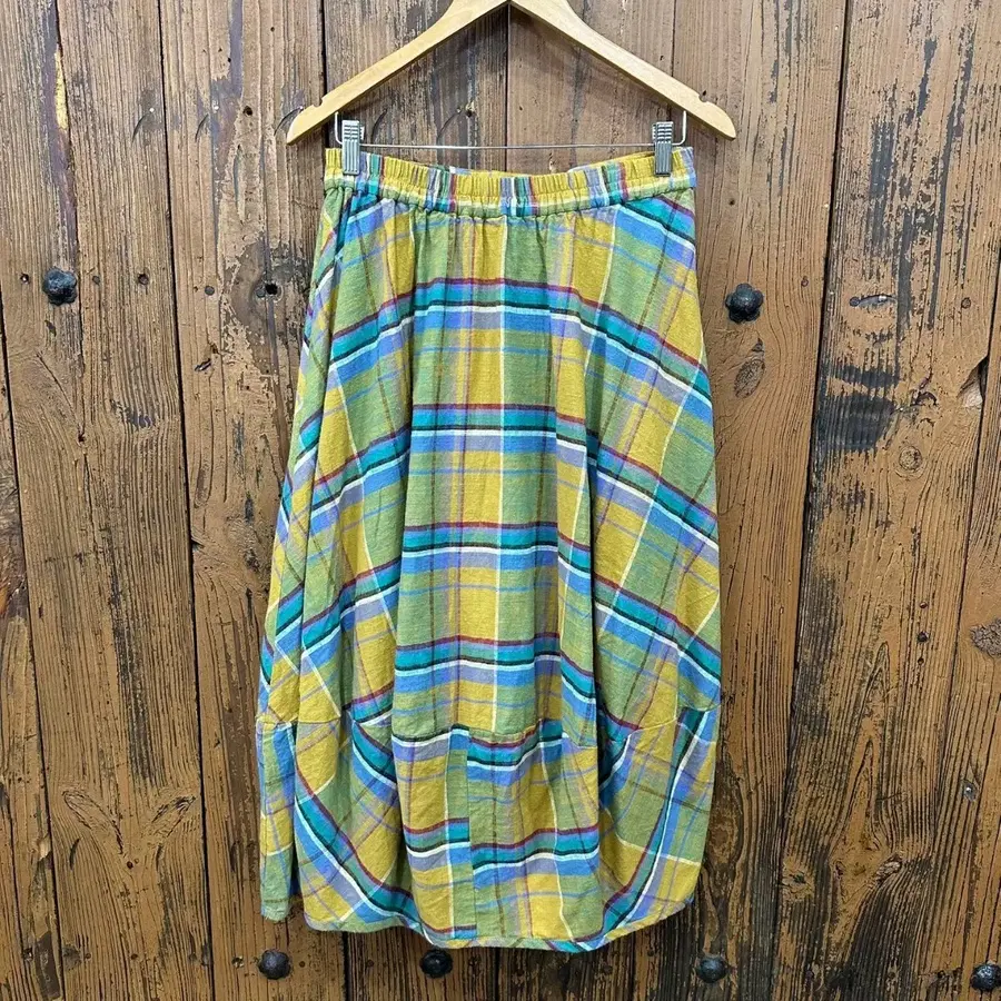 HEART MARKET 마드라스 체크 내추럴 롱 스커트