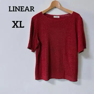 빨간색 반팔 니트탑 LINEAR