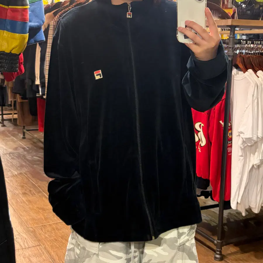 [HI] 휠라 벨벳집업 검정