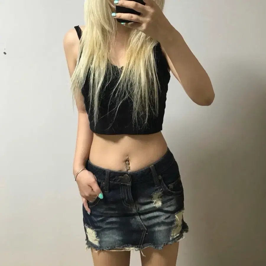 vtg denim skirt 미니스커트 펑크 갸루
