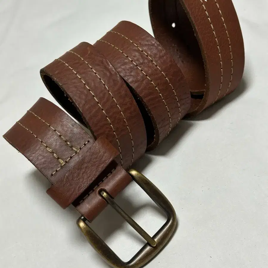 빈티지 브라운 과테말라산 통가죽 벨트 36