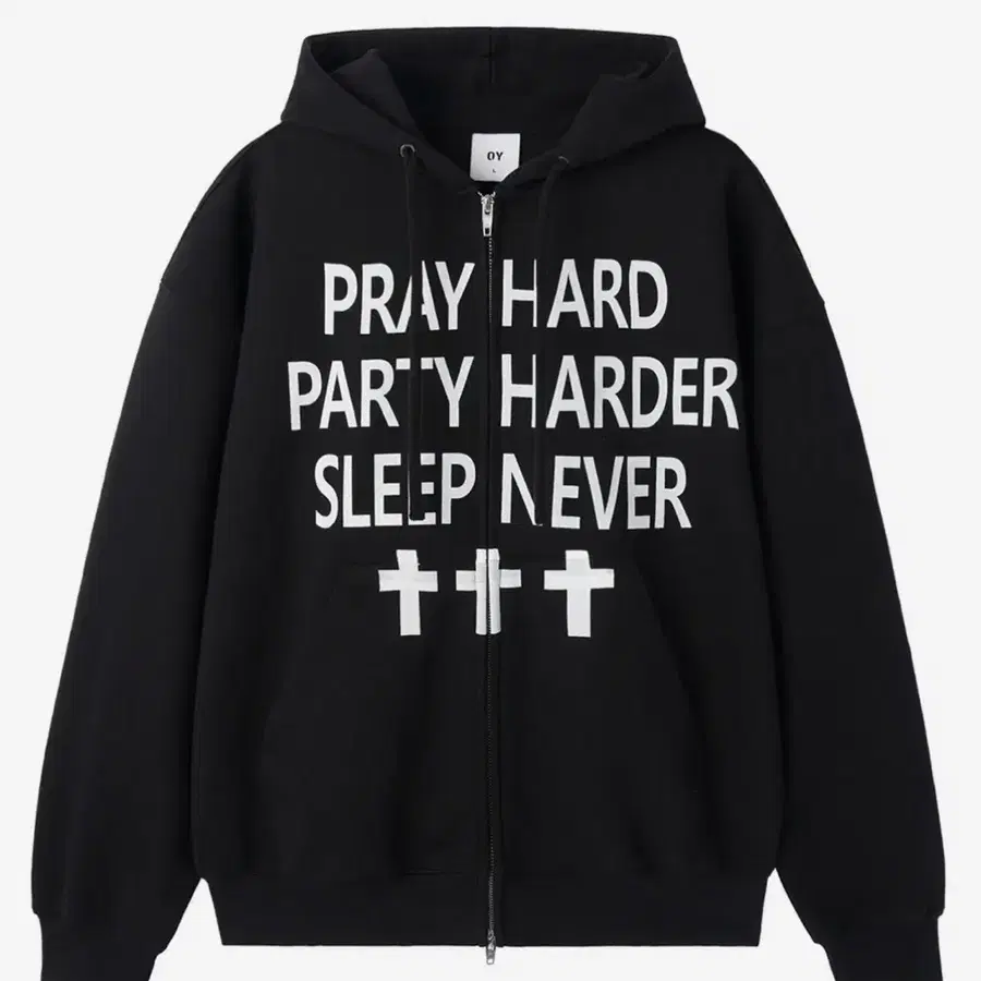 OY PRAY HARD HOODIE ZIP UP - BLACK M