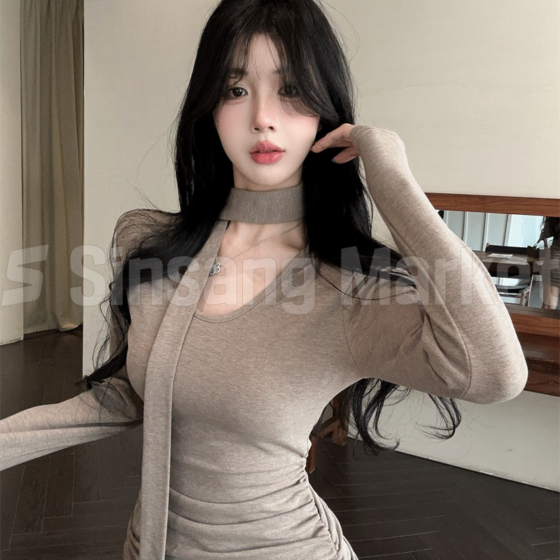 [빠른발송] 섹시 타이주름 슬림 원피스 슬림 하객룩
