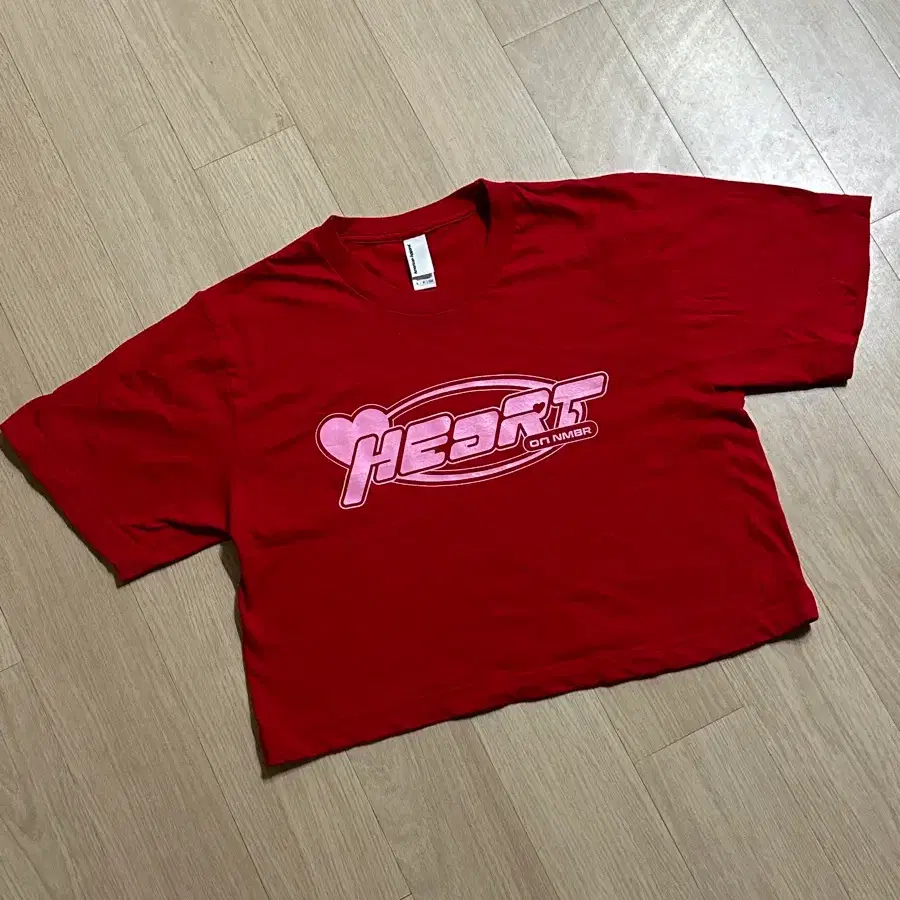 넘버링 티셔츠American Apparel 레드 크롭티