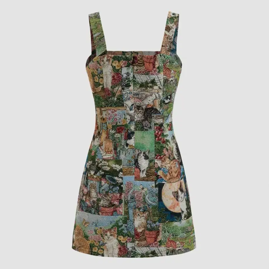 샵사이다 Cat lover dress 고양이 패턴 뷔스티에 원피스