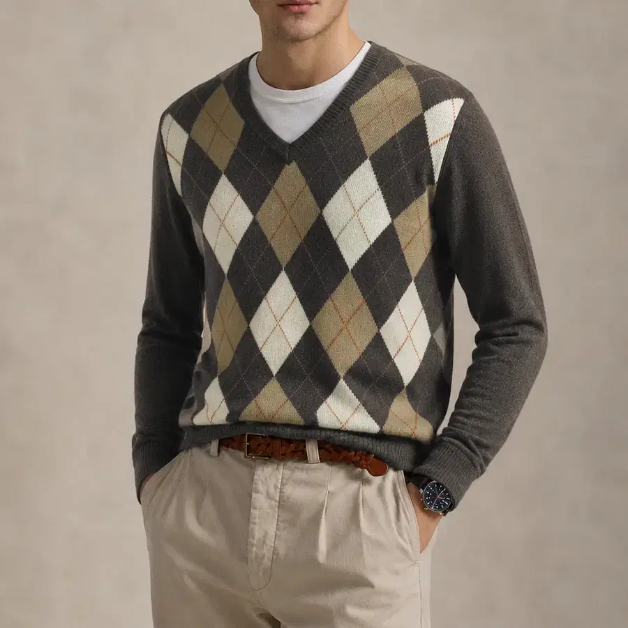 BROOKS BROTHERS 브룩스브라더스 아가일 V넥 니트