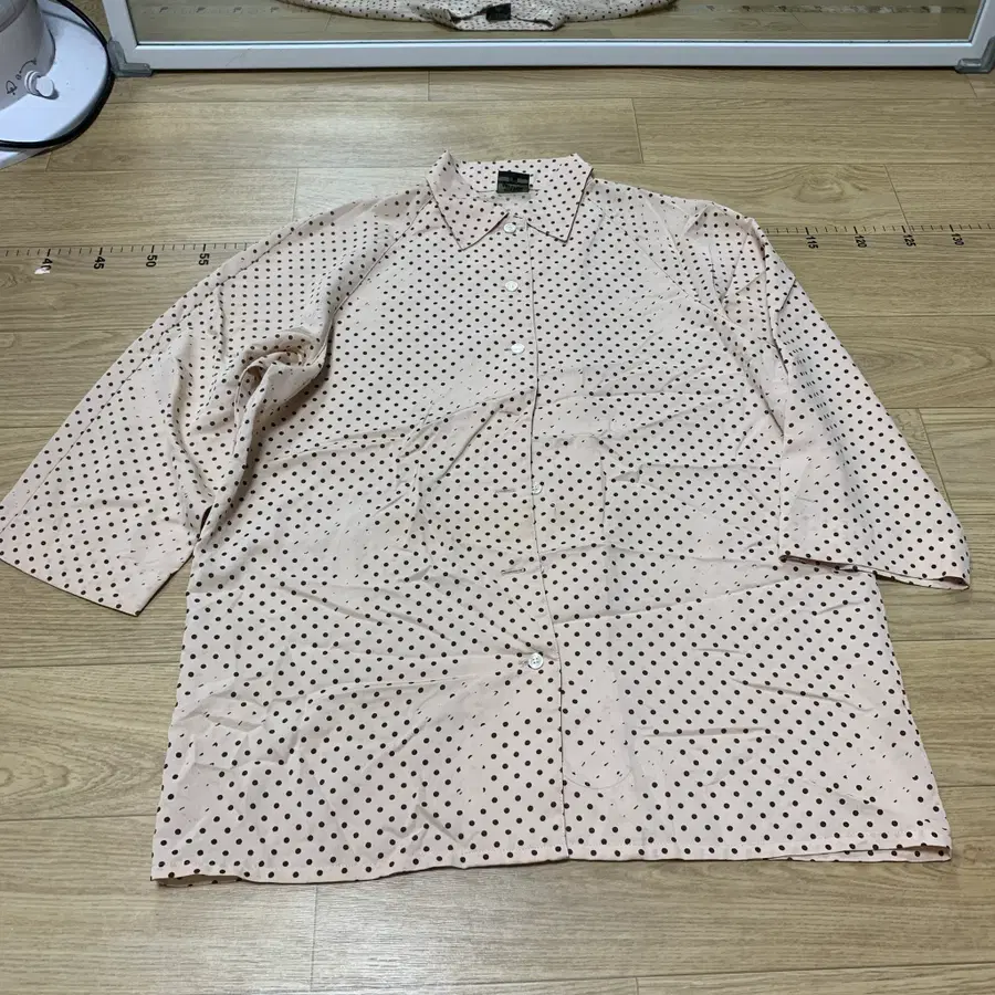 85-90)00s 장폴고티에 팜므 빈티지 디스트레스드 도트 7부 블라우스