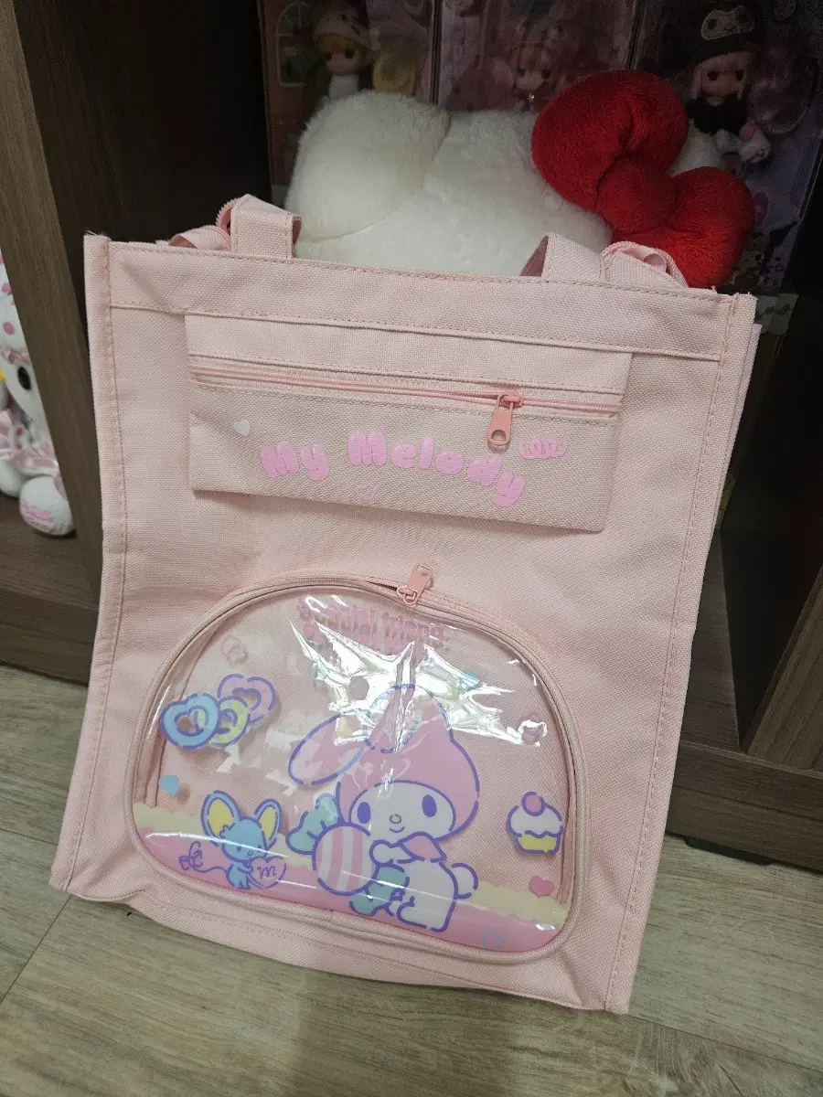 마이멜로디 핑크 토트백 보조가방