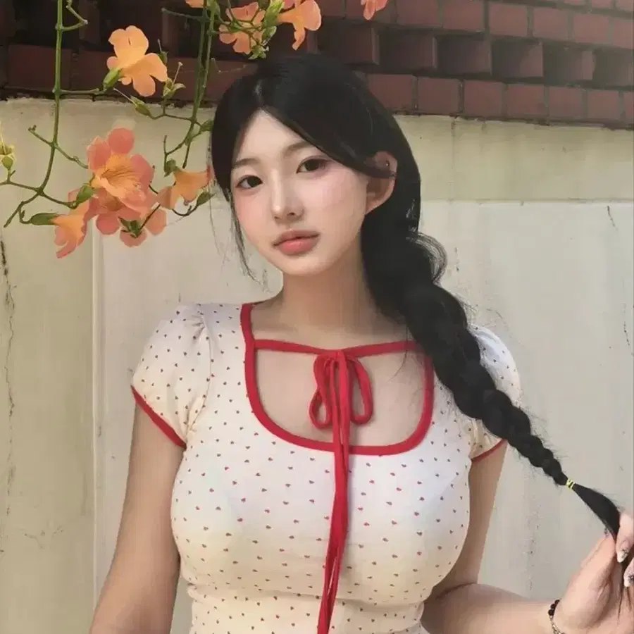 [인플루언서 환희 착용] 리본 배색 반팔티