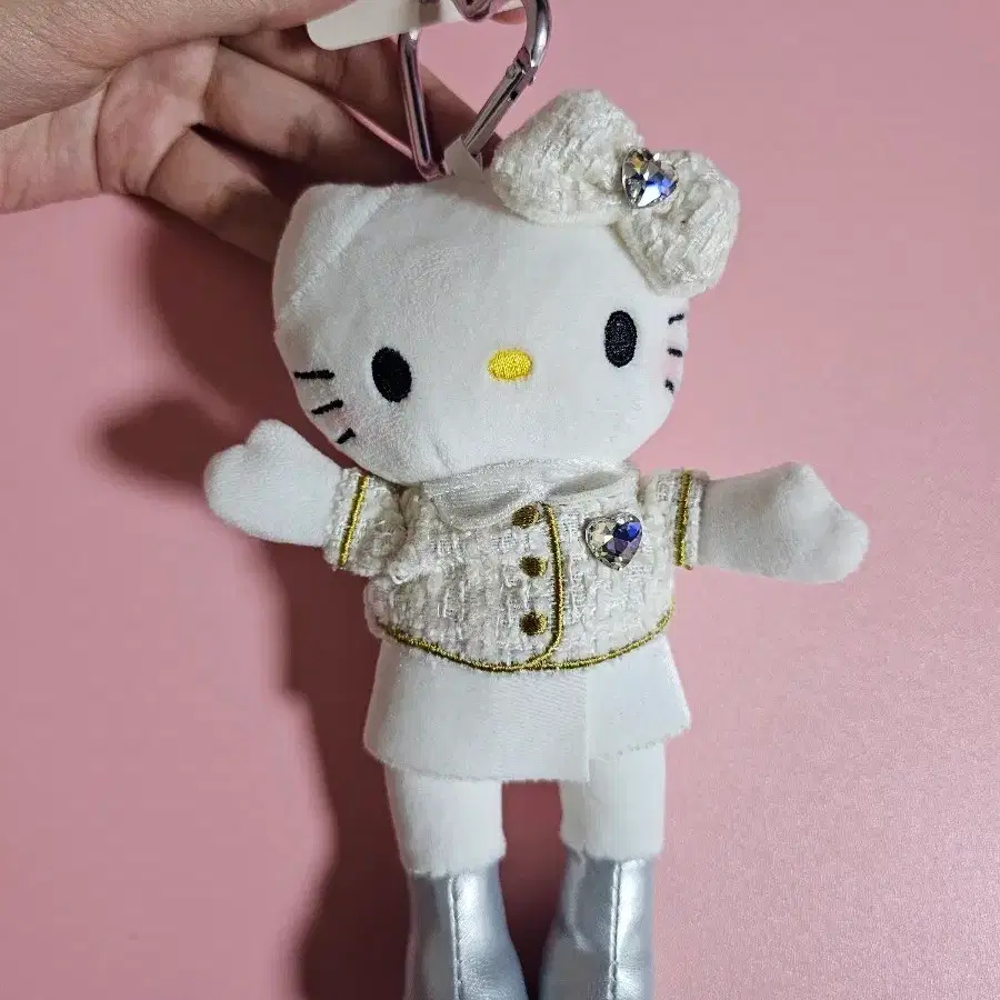 헬로키티 인형 키링 화이트 트위드 롱다리 키티